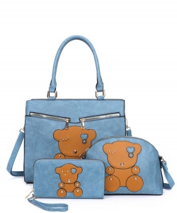 Fashion Bear 3-in-1 Satchel Set BZ-XM21209T3 BLUE